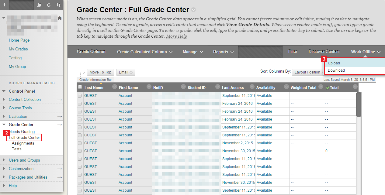 grade centre1a 1